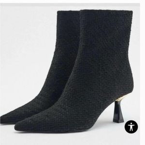 ZARA FABRIC (TWEED)HEELED ANKLE BOOTS